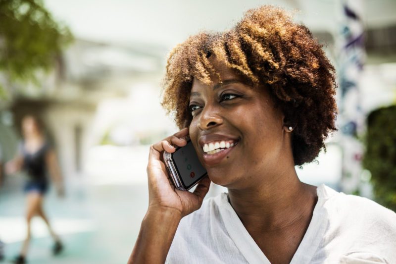 African woman on Cell Phone