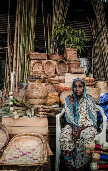 Indian Basket Weaver with Baskets