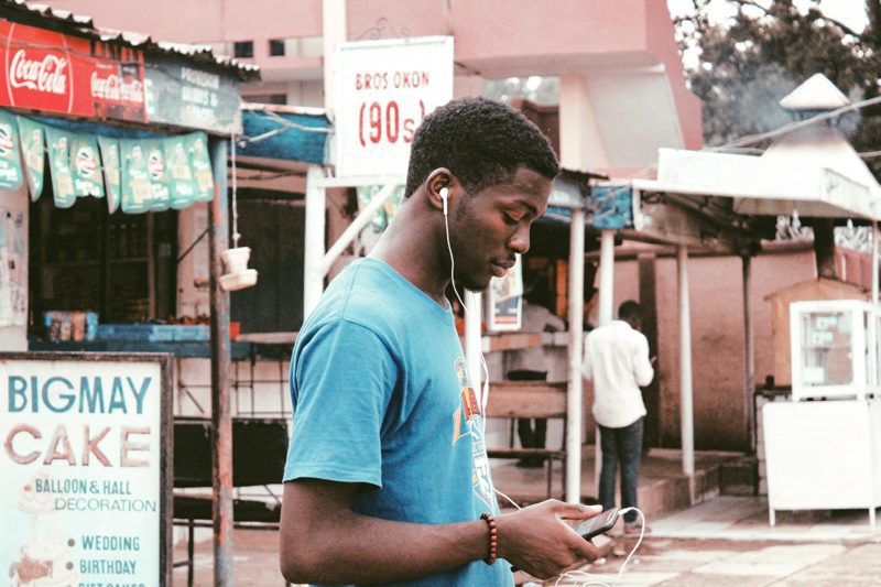 African man on cell phone
