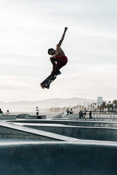 Skateboarder taking air