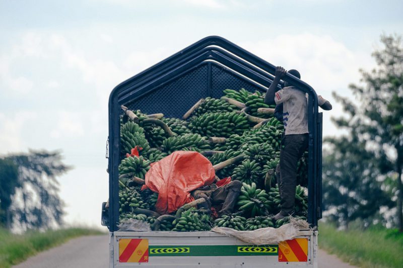 Transporting agricultural goods via truck in Africa