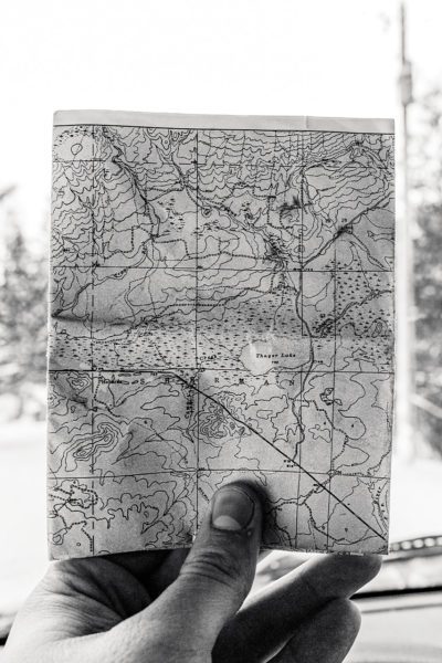 Hand holdling topographical map