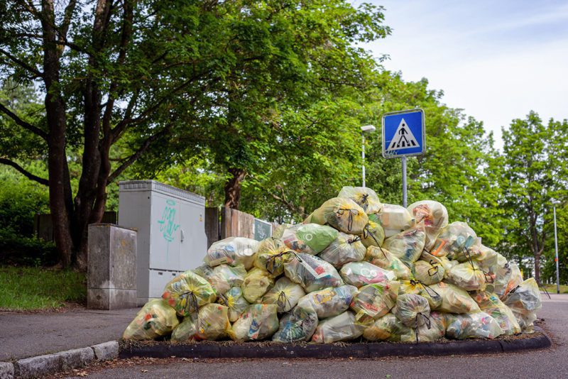 Bags of waste streetside