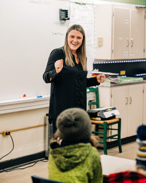 Shoelace Learning Founder Julia Dexter in classroom