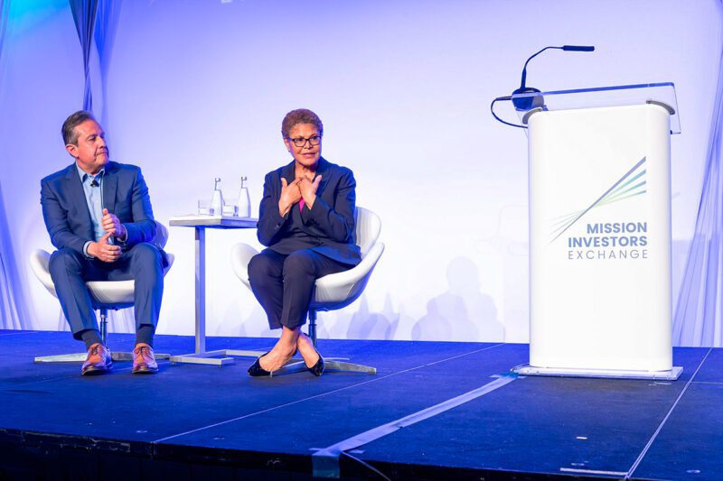 Miguel Santana, President and CEO, California Community Foundation; Karen Bass, Mayor of Los Angeles at 2024 Mission Investoers Exchange conference