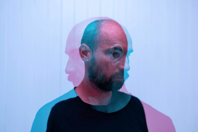 Double exposure photo of man