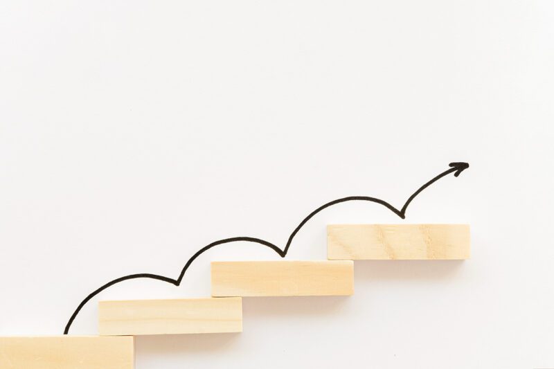 Blocks creating an upward staircase