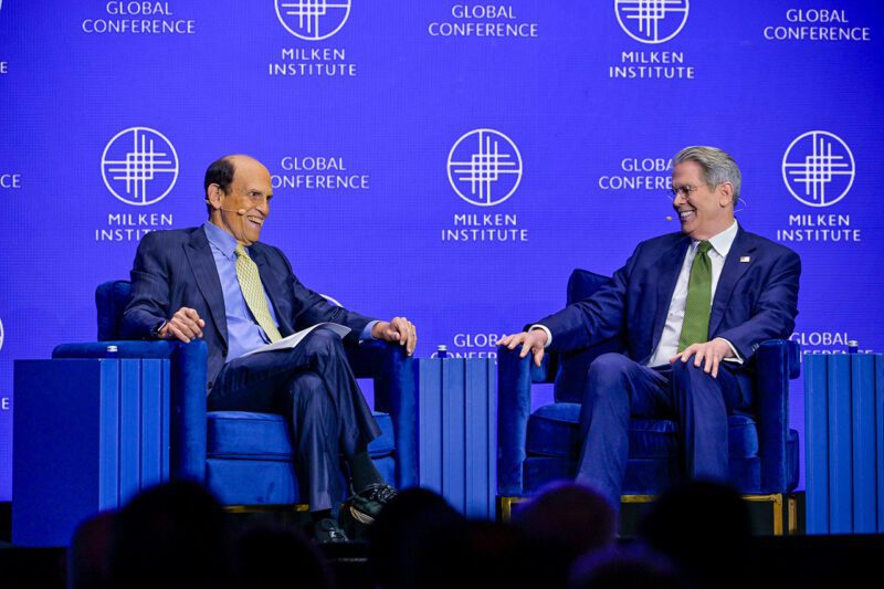 Michael Milken iand US Secretary of the Treasury Scott Bessent