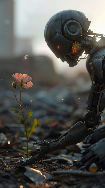 AI robot with flower