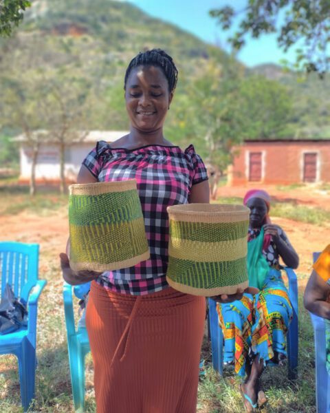 Africa woman basket weaver