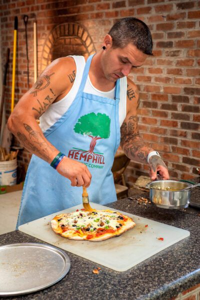 Man making pizza