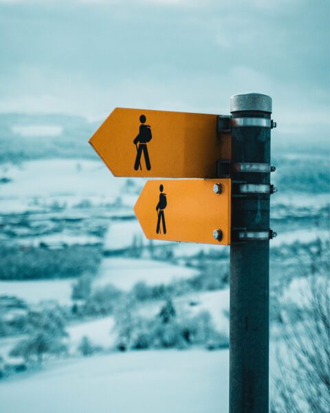 Sign post with two directional options
