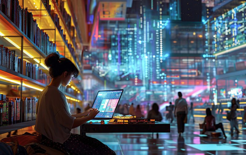 Futuristic classroom scene
