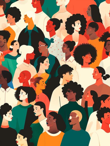 Colorful illustration of diverse people