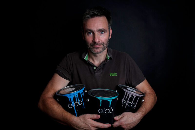 Eicó founder Joakim Cimmerbeck with paint cans