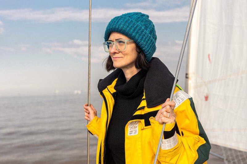 Woman on sailboat